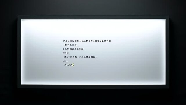 Bright white glowing rectangular light box with a small dark dot on a black background for abstract display