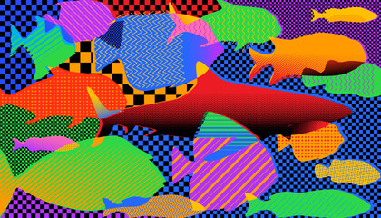 Abstact colorful background of sea life underwater world.
