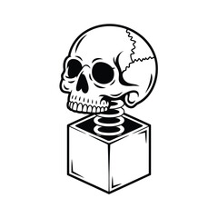 A jack in the box featuring a skull emerging from a cubic container © firoj