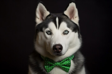 Obraz premium Saint Patrick's Day celebration season, Irish favorite holiday atmosphere funny dog pet, Generative AI picture