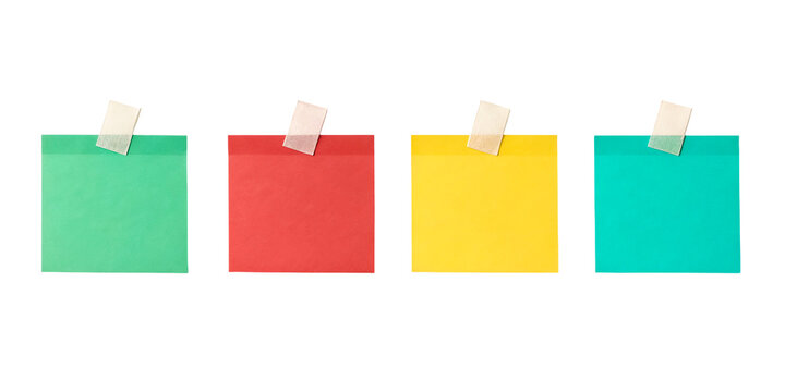 Sticky note reminder. Post it note paper colorful sheets for notes isolated on white or transparent background