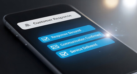 Smartphone screen displaying customer feedback survey on mobile device with response options