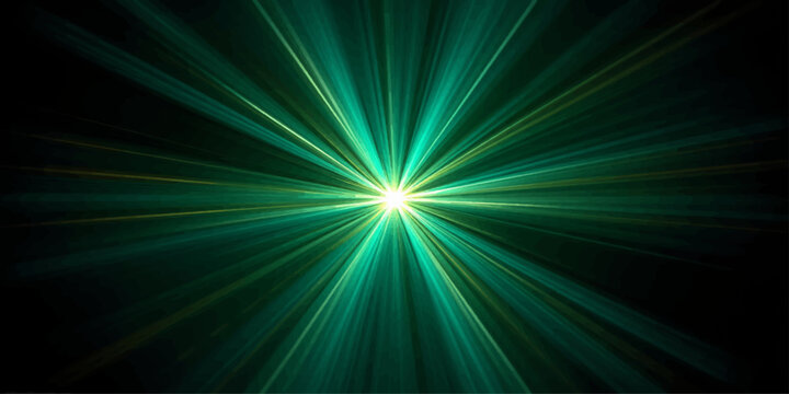 A glowing blue abstract background features a bright supernova burst with fractal rays and motion patterns that create an energetic light design