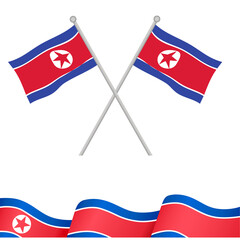 north korea flag with transparent background 