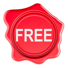 Free, red wax seal stamp. 3D rendering