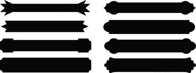 Vintage banner label set with black ribbon shapes, minimal vector elements for branding, sale promotion, website headers, badges and typography layouts designs © Creative Vector