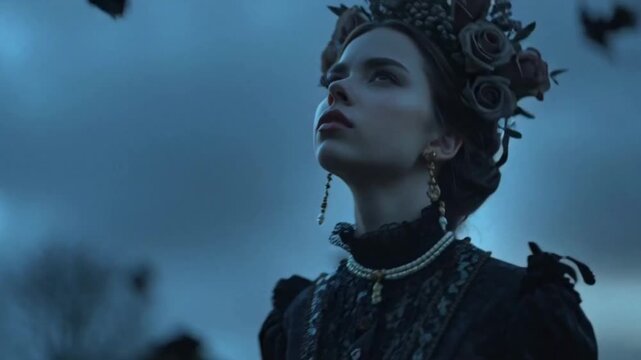 Gothic Girl mit einer Dornenkrone