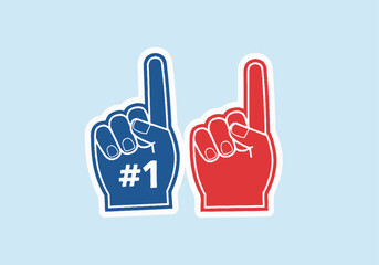 Clean modern flat vector illustration of foam finger fan hands