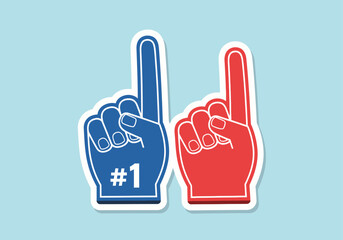 Obraz premium Clean modern flat vector illustration of foam finger fan hands