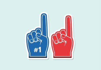 Obraz premium Clean modern flat vector illustration of foam finger fan hands