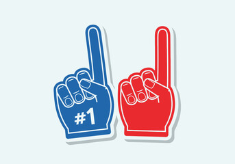 Clean modern flat vector illustration of foam finger fan hands