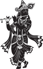 Krishna playing flute isolated on transparent background