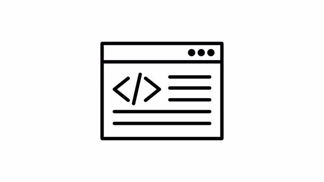 Simple Line Animation. Write Code on Alpha Channel. Programming and Software Development Animation for Web, App, and Technology Video. 4K Animation