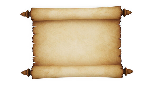 Vintage parchment scroll isolated on transparent background