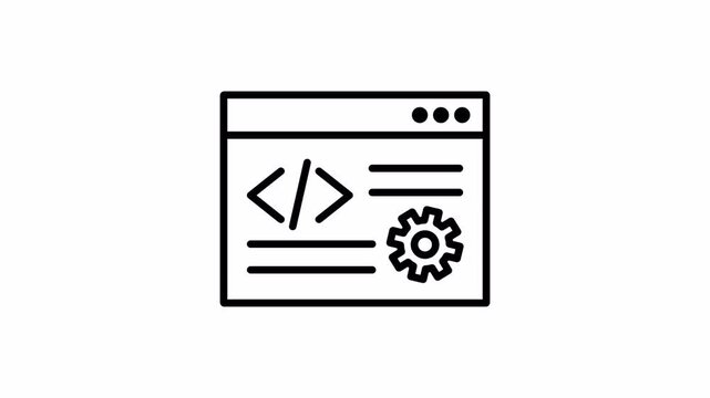 Simple Line Animation. Running Code on Alpha Channel. Programming and Software Development Animation for Web, App, and Technology Video. 4K Animation