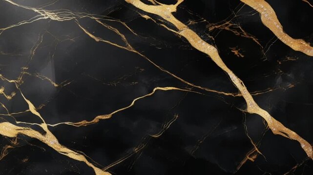 The marble texture background is jet black decorated with a contrasting and sparkling gold vein pattern.