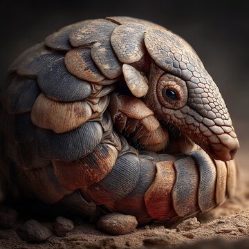 brazilian armadillo curled up on ground