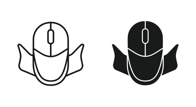 Minimalist computer mouse icons in black and white style with copy space