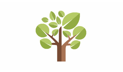 Minimalist eco lifestyle tree vector icon style illustration with geometric foliage isolated on white background