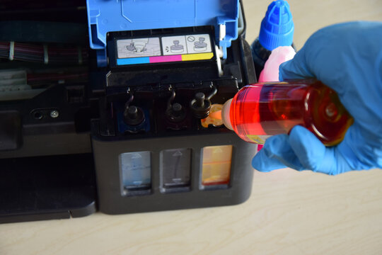 Printer ink Refilling ink for refillable printers.