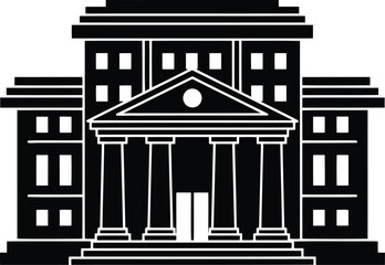 Naklejka premium Government building icon. courthouse vector isolated symbol. classic architecture with columns and steps
