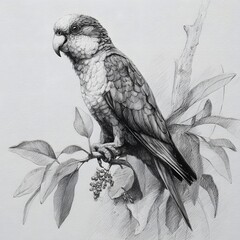 Lorikeet pencil portrait tropical bird sitting quietly on branch image