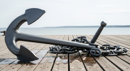 Large Metal Anchor on Dock.