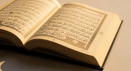 Obraz premium Open Book with Arabic Text.