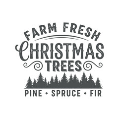 Illustration featuring Christmas trees in a forest landscape with farm fresh theme