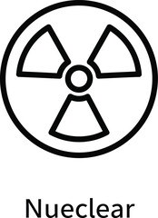 Fototapeta premium Nuclear radiation symbol icon, black line art radioactive warning sign, atomic energy hazard emblem, minimalist industrial safety vector