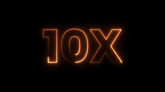 Burning 10x text animation with intense realistic fire flames. glowing orange 10x speed multiplier symbol.