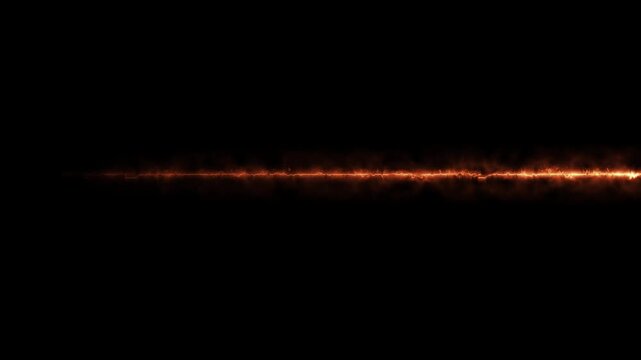 intense burning fire line animation on black background. glowing border line with sparks and smoke, fire line loop for energetic motion graphics.