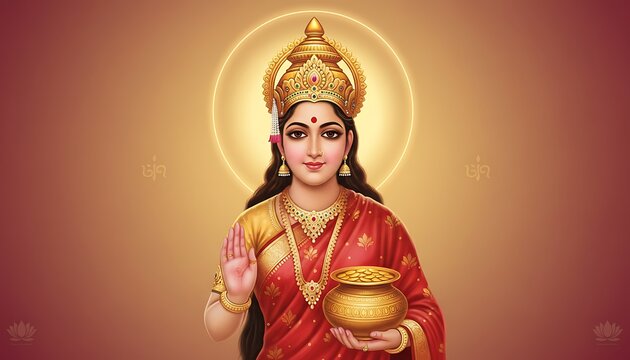 Sacred Mahalakshmi portrait for Hindu Puja and Spiritual Worship
