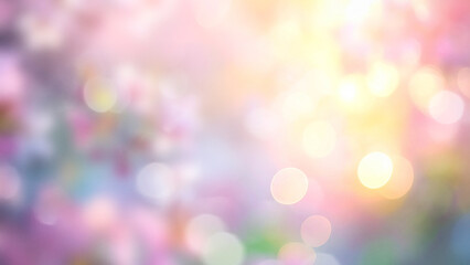 spring bokeh background with colorful flowers with sunshine
