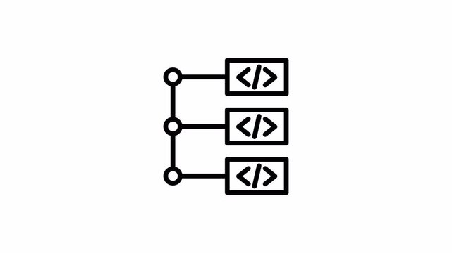 Simple Line Animation. Running Code on Alpha Channel. Programming and Software Development Animation for Web, App, and Technology Video. 4K Animation