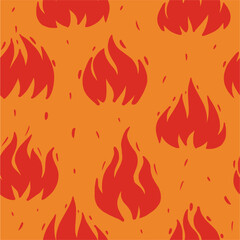 Vector pattern from a collection of hand-drawn fire in doodle style