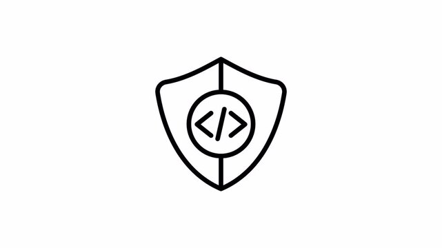 Simple Line Animation. Protection Code on Alpha Channel. Programming and Software Development Animation for Web, App, and Technology Video. 4K Animation