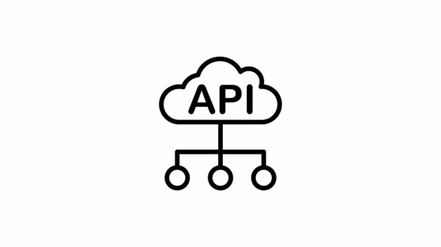Simple Line Animation. API on Alpha Channel. Programming and Software Development Animation for Web, App, and Technology Video. 4K Animation
