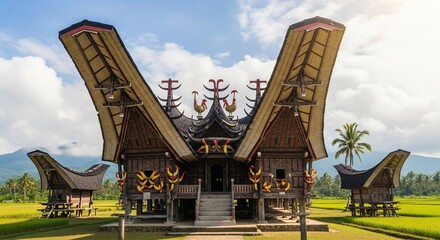 Traditional indonesian architecture landscape day