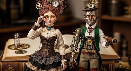Steampunk dolls accessories antique style