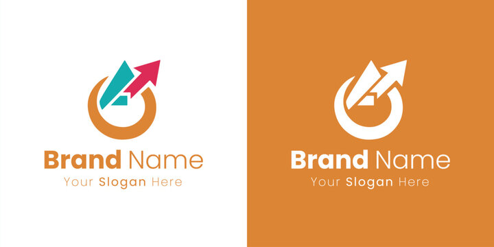 Dynamic growth arrow business brand identity logo design
