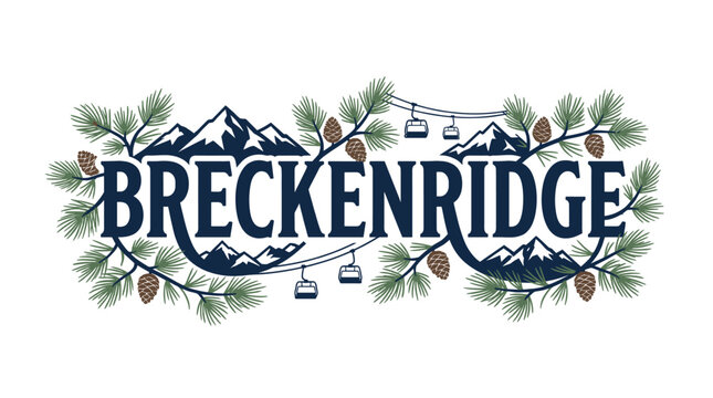 Breckenridge Colorado mountain resort souvenir vector illustration
