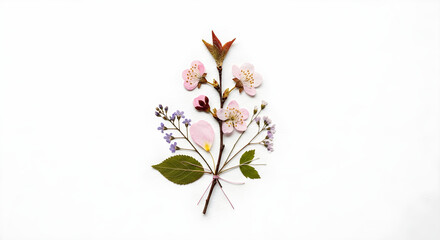 Obraz premium Minimalist composition of delicate spring flora bouquet on bright surface
