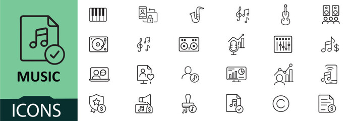 Music icons set collection of various musical symbols and instruments © anis criator