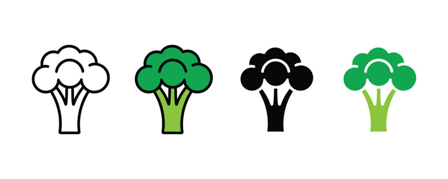 Broccoli icon vector. Fresh cauliflower symbol for healthy nutrition, organic vegetable market, and vegetarian cooking set. Vector Illustration.