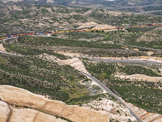 The Cajon Pass Fault Zone in California from A UAV Aerial Drone looking at