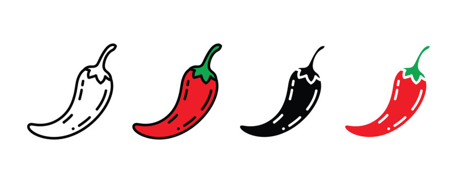 Chili pepper icon vector. Hot spicy food symbol for Mexican cuisine, restaurant menu, and organic vegetable set. Vector Illustration.