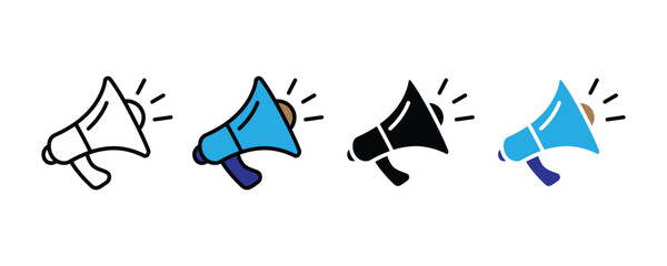 Megaphone icon vector. Bullhorn symbol for marketing announcement, public broadcasting, and alert speaker set. Vector Illustration.