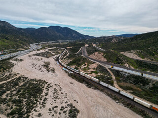 The Cajon Pass Fault Zone in California from A UAV Aerial Drone looking at