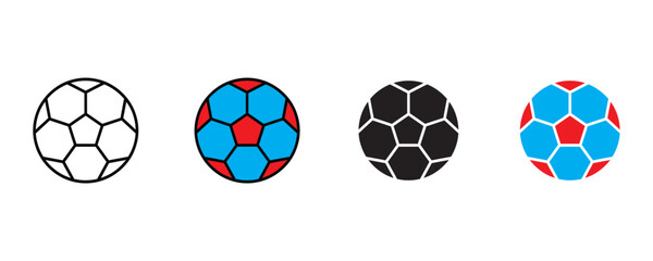 Soccer ball icon vector. Sport equipment symbol for football matches, athletic training, and team competition set. Vector Illustration.